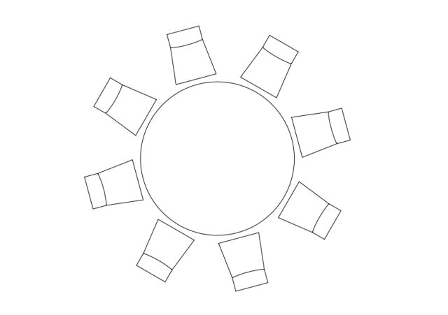 Free Chairs & Dining table set-up top view CAD Block – DWG, DXF, PDF Format