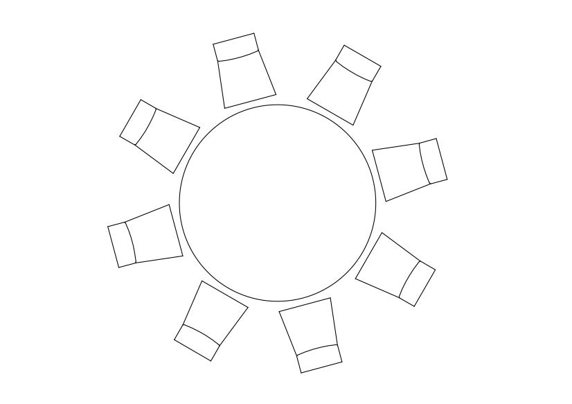 Free Chairs & Dining table set-up top view CAD Block – DWG, DXF, PDF Format