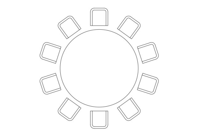 Free Chairs & Dining table set-up top view CAD Block – DWG, DXF, PDF Format