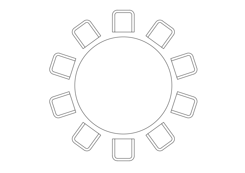 Free Chairs & Dining table set-up top view CAD Block – DWG, DXF, PDF Format