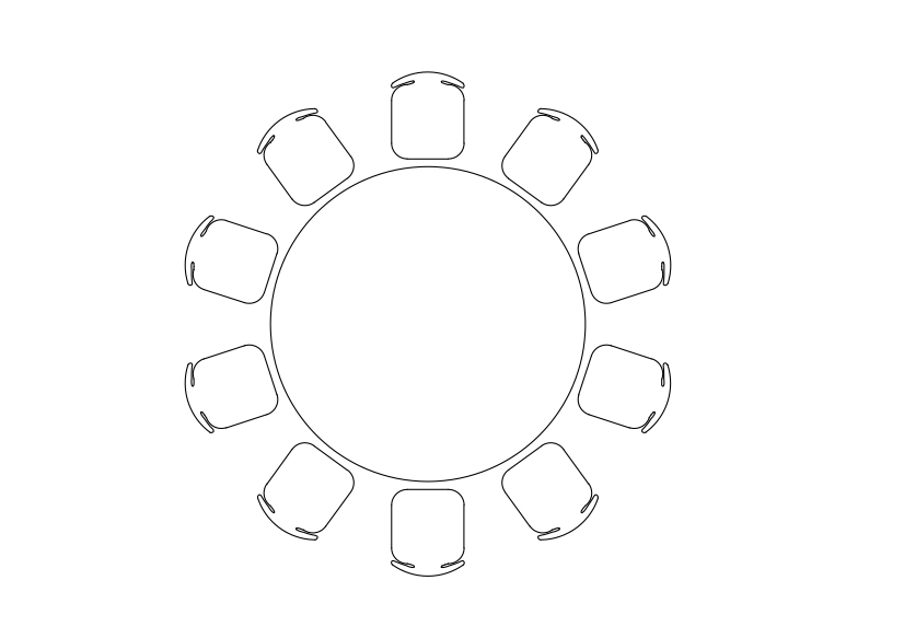 Free Chairs & Dining table set-up top view CAD Block – DWG, DXF, PDF Format