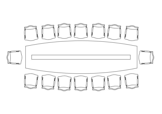 Free Chairs & Meeting table set-up top view CAD Block – DWG, DXF, PDF Format