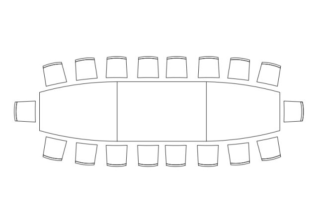 Free Chairs & Meeting table set-up top view CAD Block – DWG, DXF, PDF Format