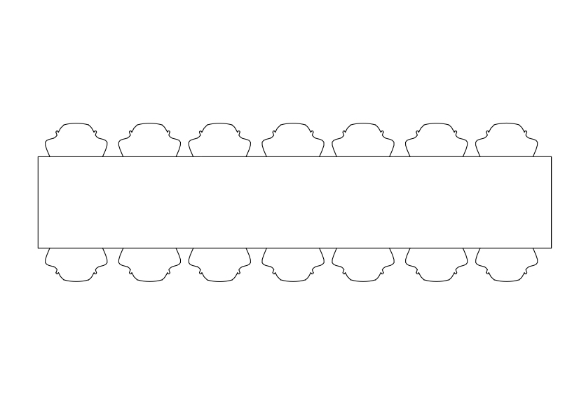 Free Chairs & Meeting table set-up top view CAD Block – DWG, DXF, PDF Format