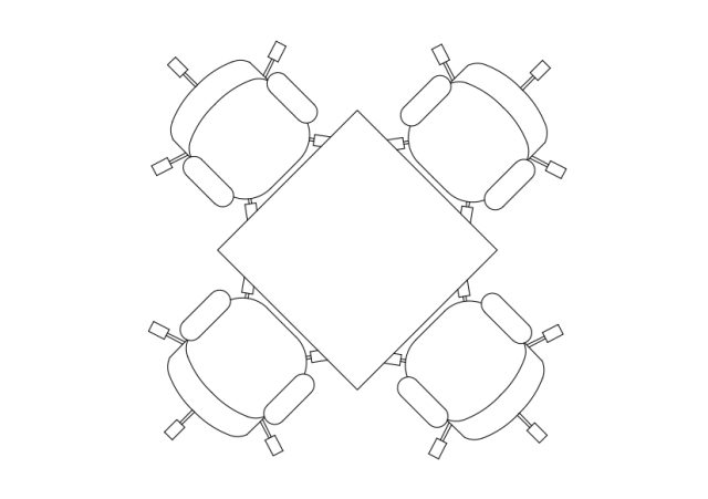 Free Chairs & Meeting table set-up top view CAD Block – DWG, DXF, PDF Format