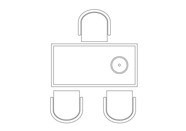 Free Office Desk set-up top view CAD Block – DWG, DXF, PDF Format
