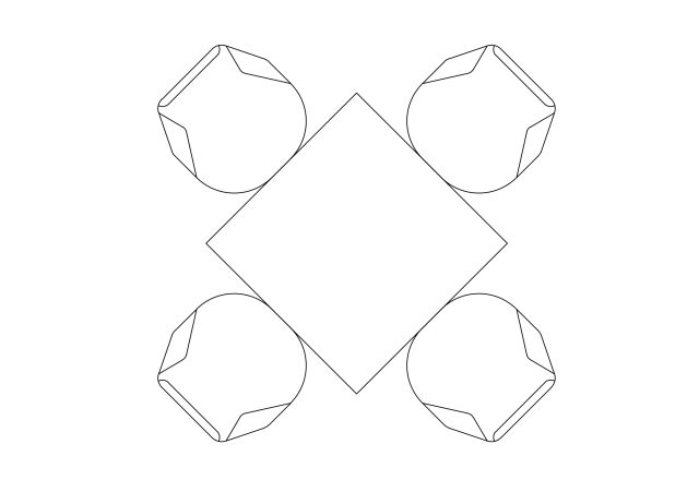 Free Chairs & Dining table set-up top view CAD Block – DWG, DXF, PDF Format