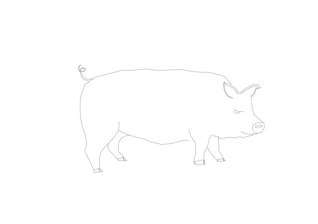 Free Standing Pig CAD Block – Side Elevation