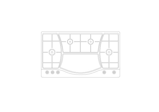 Free Standard 4-Burner Gas Cooktop CAD Block – Plan View