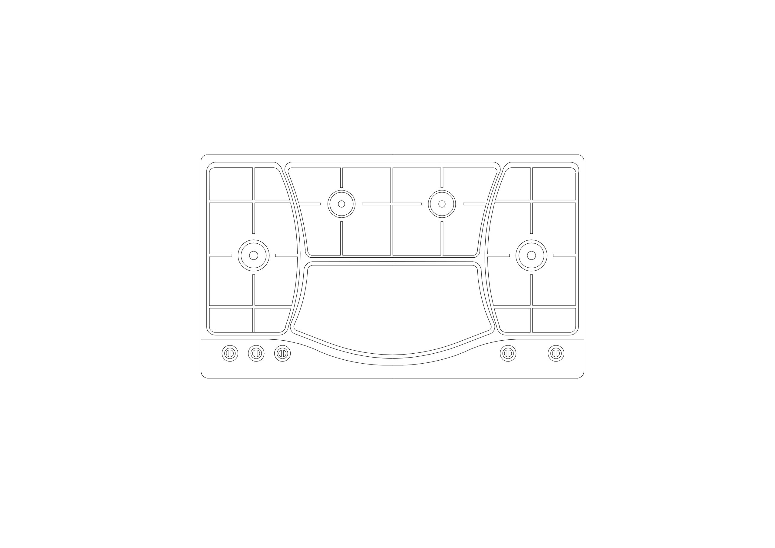 Free Standard 4-Burner Gas Cooktop CAD Block – Plan View