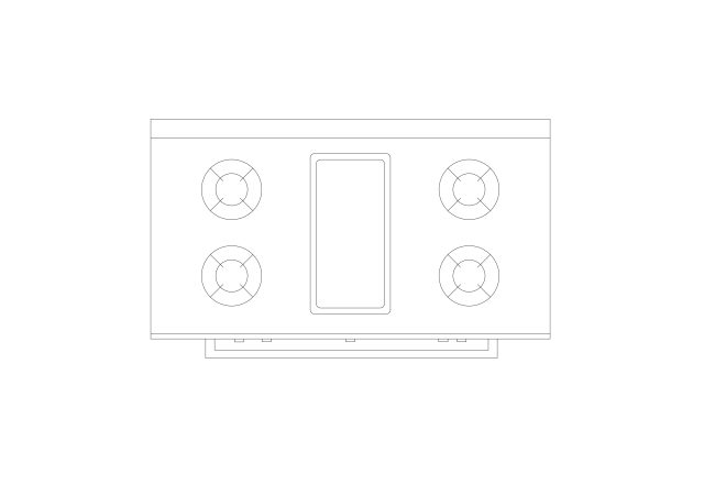 Free 5-Burner Professional Wok Cooktop CAD Block