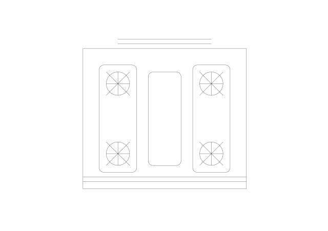Free Wide 4+1 Burner Professional Cooktop CAD Block