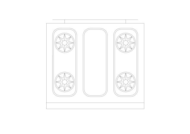 Free 4-Burner Bridge Induction Cooktop CAD Block