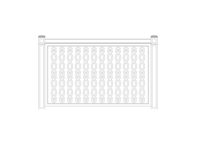 Free Decorative Balcony Railing CAD Block – Elevation