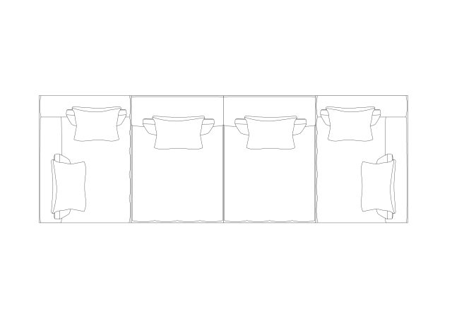 Free 4-Seater Sectional Sofa CAD Block – Top View