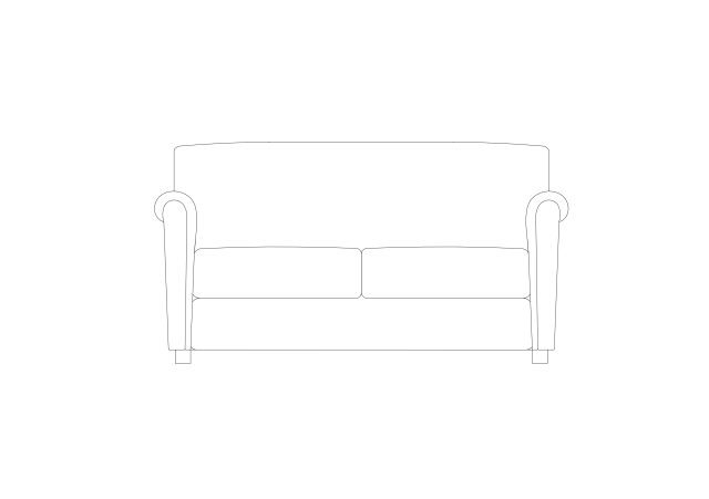 Free Roll-Arm Sofa Elevation CAD Block – Front View