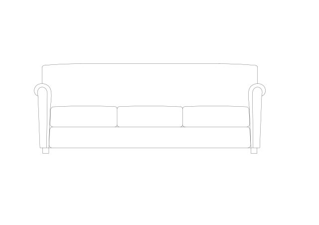 Free Modern 3-Seater Sofa Elevation CAD Block