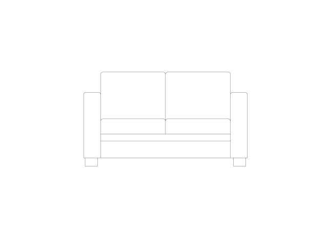 Free Modern 2-Seater Sofa Elevation CAD Block