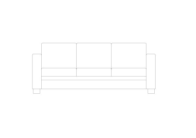 Free Contemporary 3-Seater Sofa Elevation CAD Block
