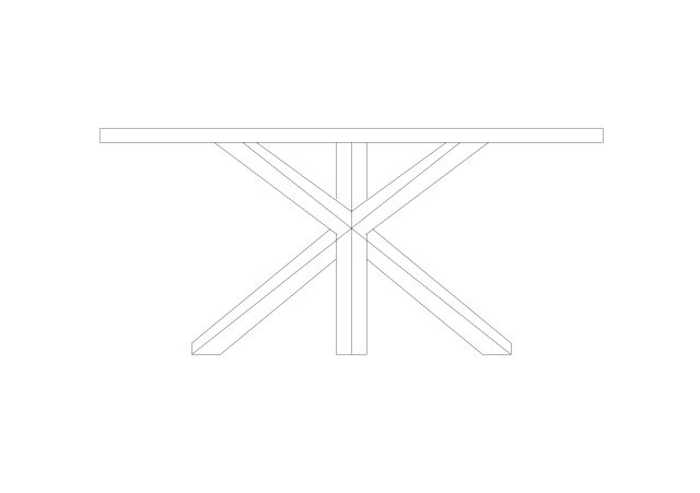 Free Cross-Base (X-Frame) Table Elevation CAD Block