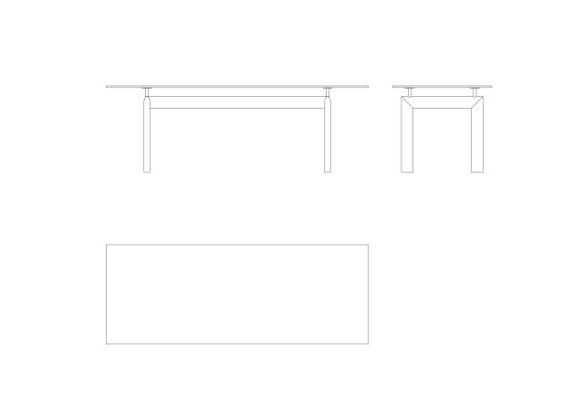 Free LC6 Table by Le Corbusier CAD Block – Dining Elevation
