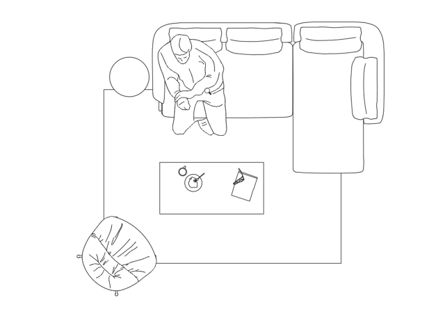 Small Living Room CAD Block Top View in DWG Format