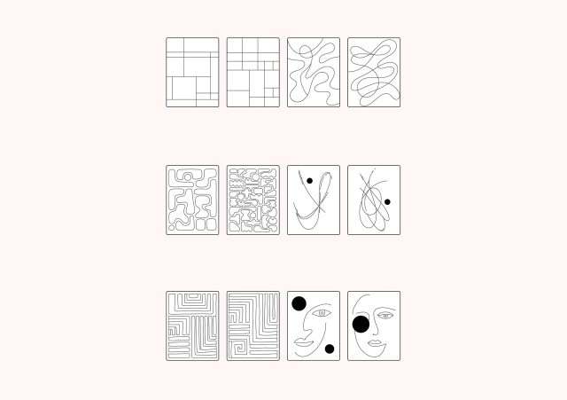 FREE Museum Art Pieces – Abstract Paintings Collection, elevation DWG, DXF, PDF, PNG