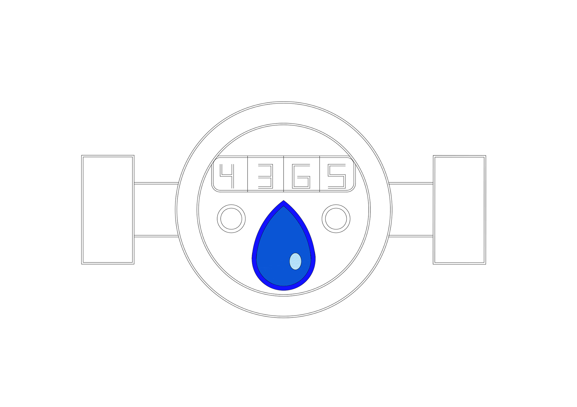 Water meter in detail, suitable for plumber drawings
