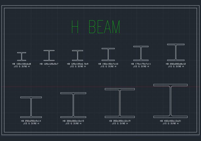 Free HB / H Beam / Profil H Bundle CAD Blocks