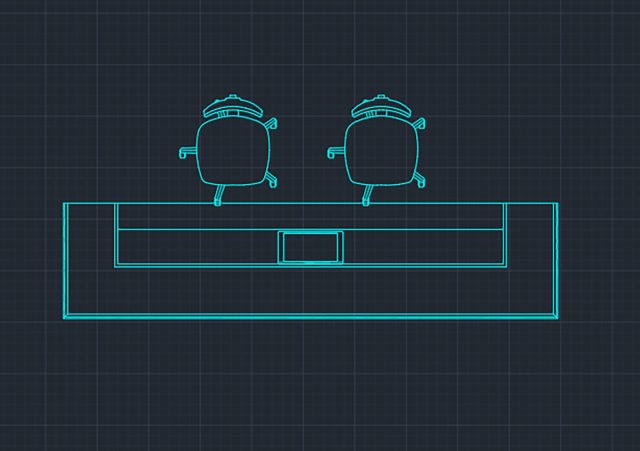 Free Reception Desk & Chairs top view CAD Block