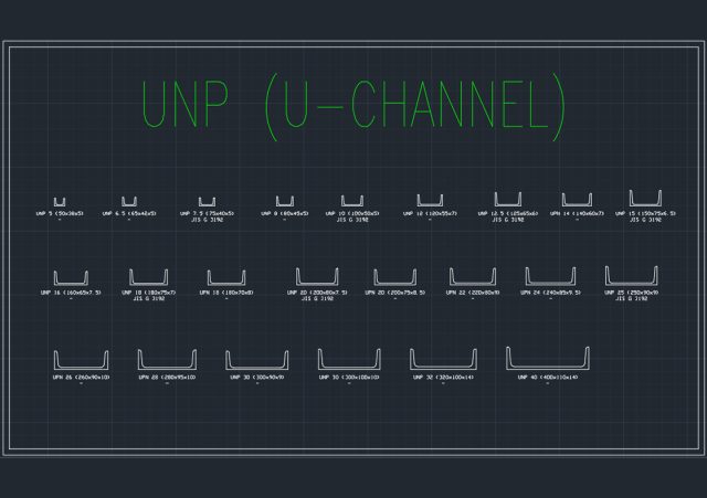 Free UNP (U-Channel) Bundle CAD Blocks