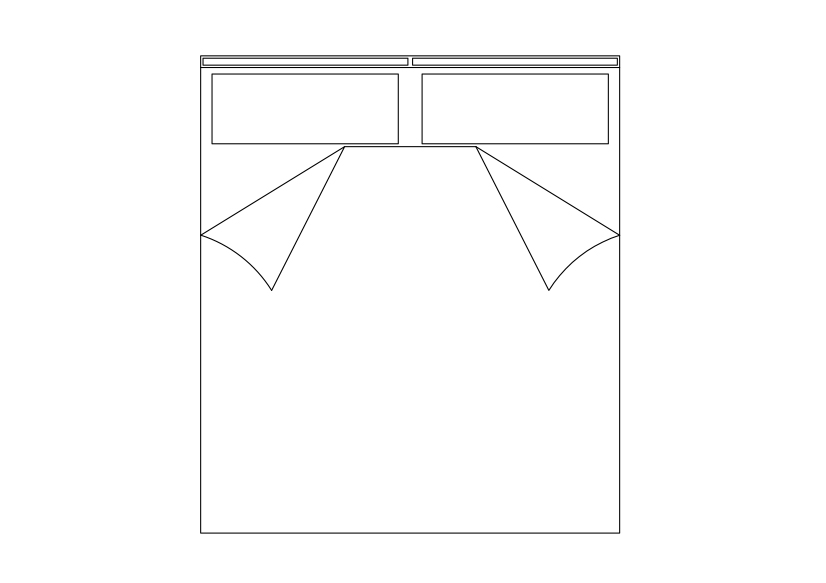 Free Double Bed top view CAD Block – DWG, DXF, PDF Format