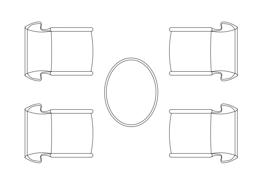 Free Armchairs & table set-up top view CAD Block – DWG, DXF, PDF Format
