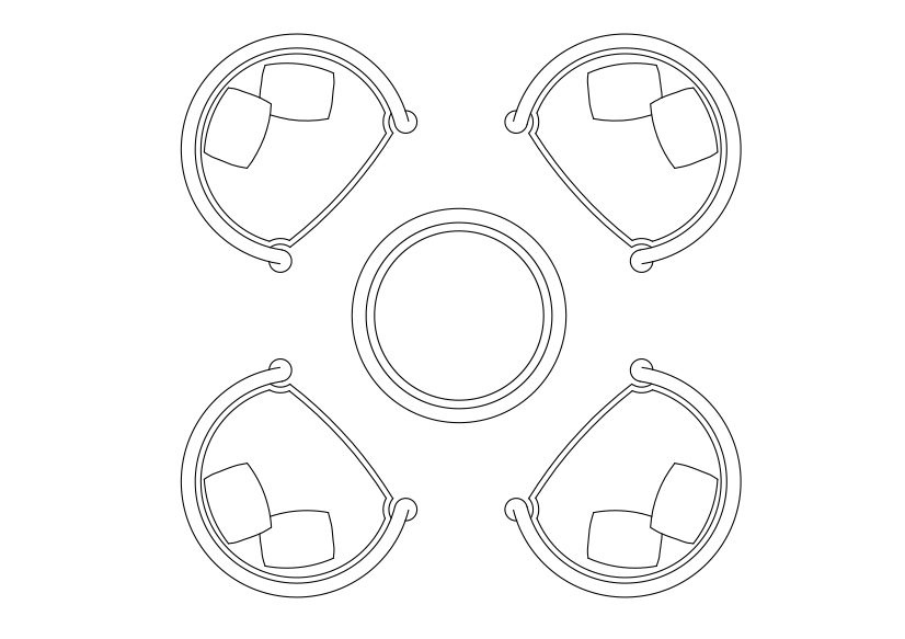 Free Armchairs & table set-up top view CAD Block – DWG, DXF, PDF Format