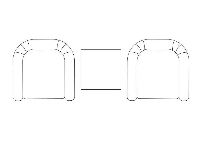 Free Armchairs & table set-up top view CAD Block – DWG, DXF, PDF Format