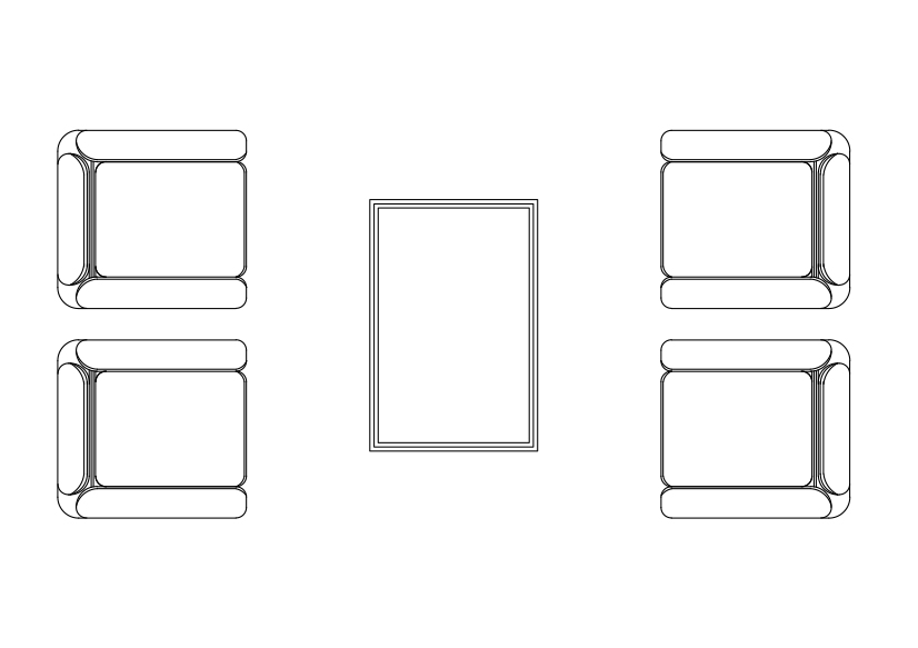 Free Armchairs & table set-up top view CAD Block – DWG, DXF, PDF Format