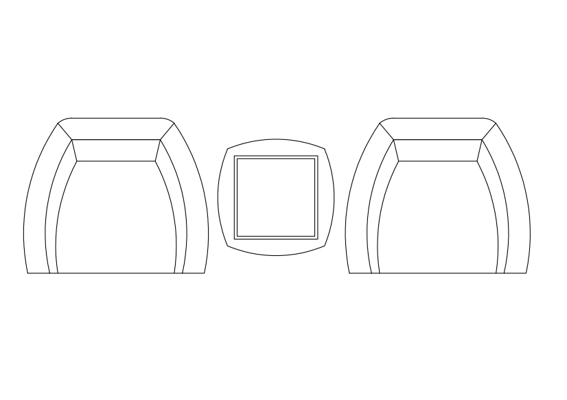 Free Armchairs & table set-up top view CAD Block – DWG, DXF, PDF Format