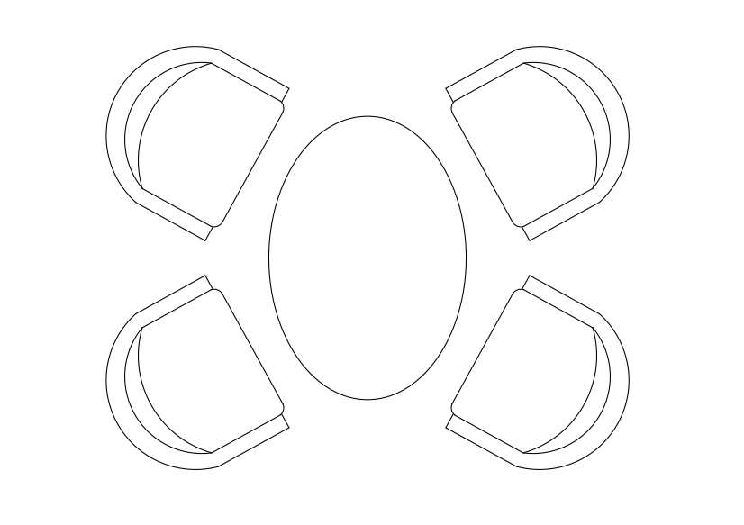 Free Armchairs & table set-up top view CAD Block – DWG, DXF, PDF Format