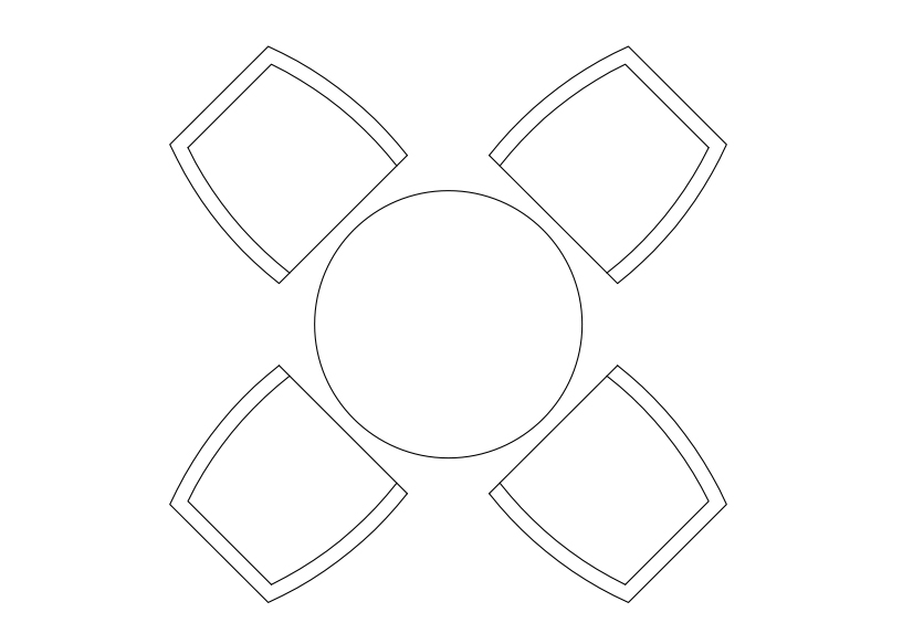 Free Armchairs & table set-up top view CAD Block – DWG, DXF, PDF Format