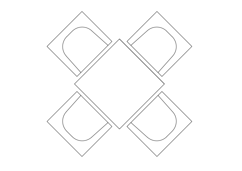 Free Armchairs & table set-up top view CAD Block – DWG, DXF, PDF Format