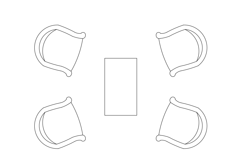 Free Armchairs & table set-up top view CAD Block – DWG, DXF, PDF Format