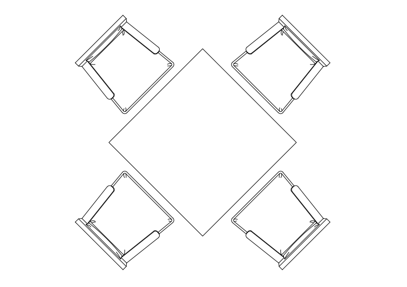 Free Chairs & Dining table set-up top view CAD Block – DWG, DXF, PDF Format
