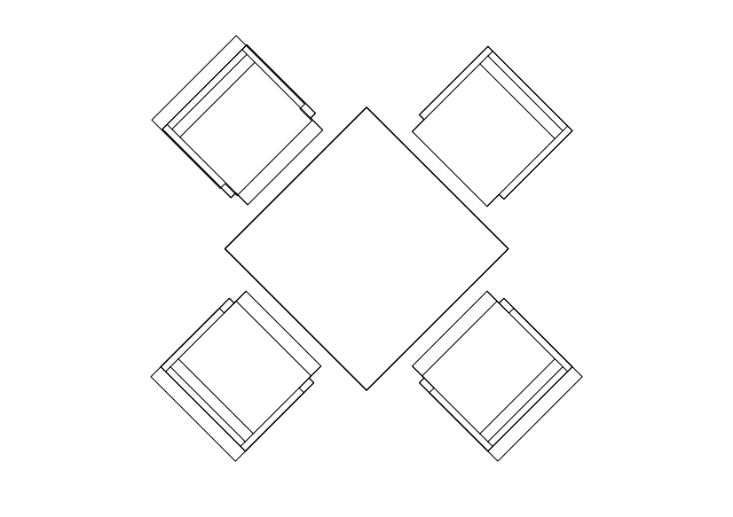 Free Chairs & Dining table set-up top view CAD Block – DWG, DXF, PDF Format