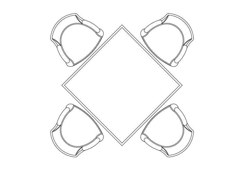 Free Chairs & Dining table set-up top view CAD Block – DWG, DXF, PDF Format