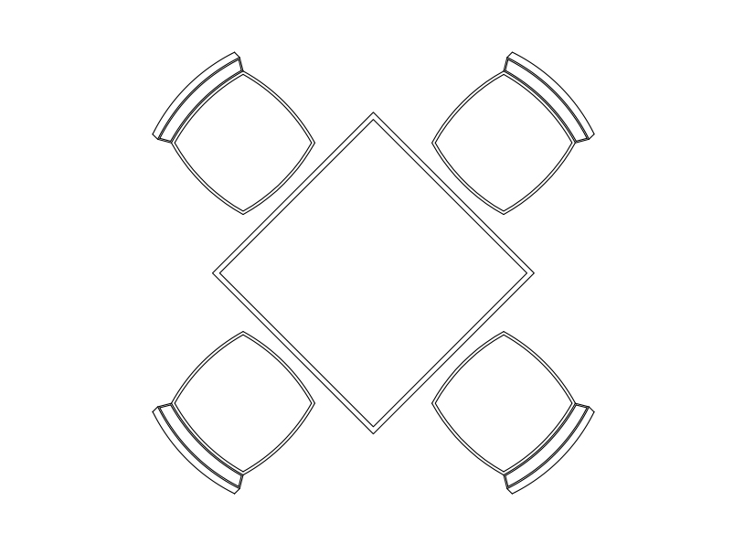 Free Chairs & Dining table set-up top view CAD Block – DWG, DXF, PDF Format