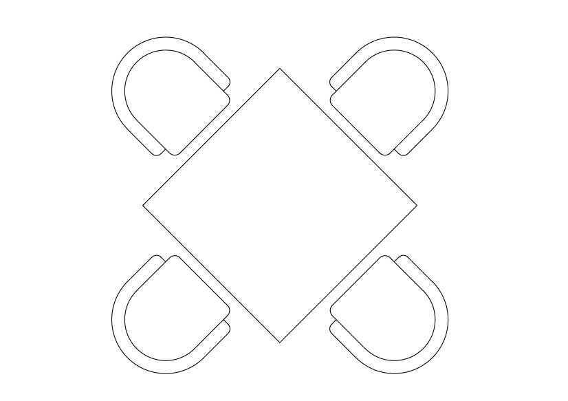Free Chairs & Dining table set-up top view CAD Block – DWG, DXF, PDF Format
