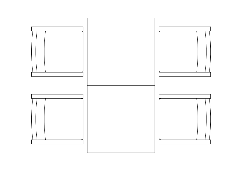 Free Chairs & Dining table set-up top view CAD Block – DWG, DXF, PDF Format