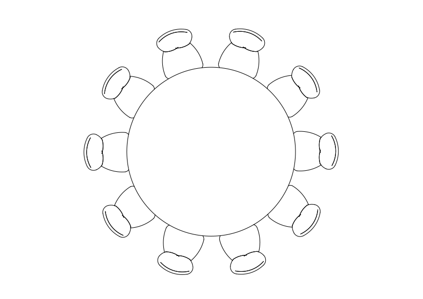 Free Chairs & Dining table set-up top view CAD Block – DWG, DXF, PDF Format