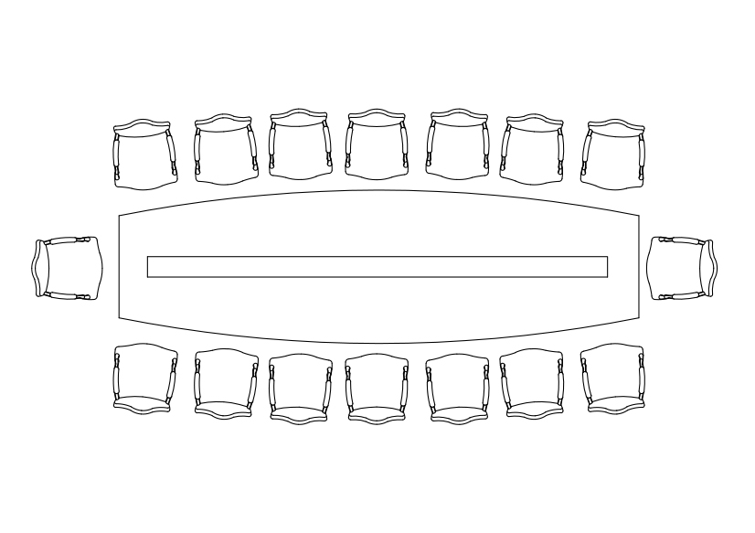 Free Chairs & Meeting table set-up top view CAD Block – DWG, DXF, PDF Format