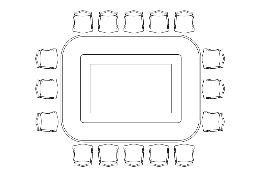 Free Chairs & Meeting table set-up top view CAD Block – DWG, DXF, PDF Format